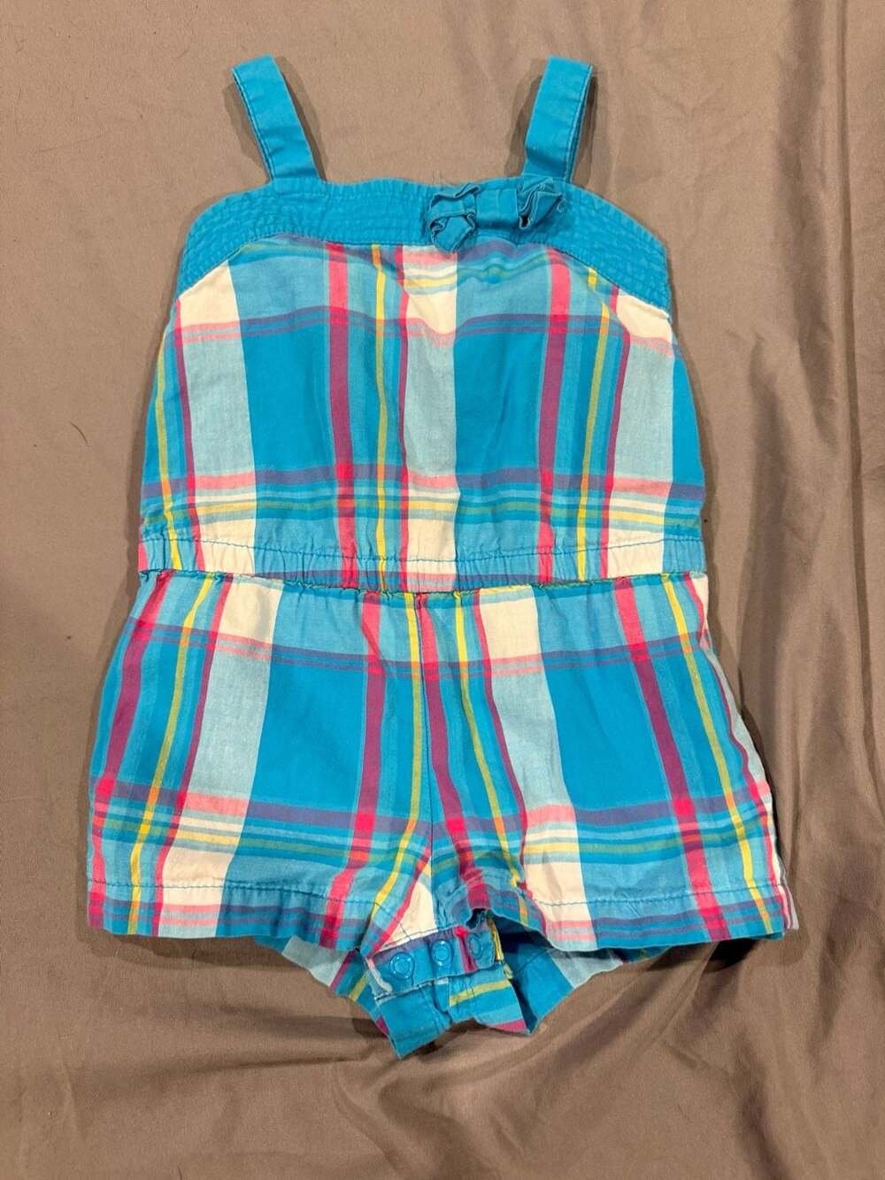 Healthtex Plaid Romper Size 24m Caribbean Blue
